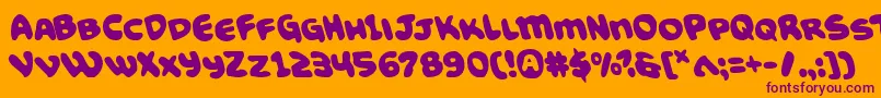 Funnypagesleft-fontti – violetit fontit oranssilla taustalla