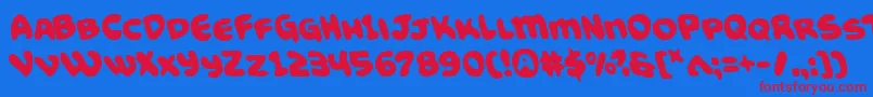 フォントFunnypagesleft – 赤い文字の青い背景
