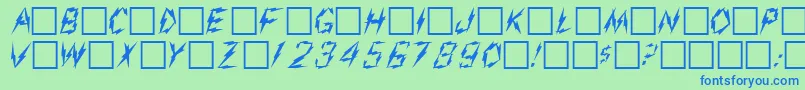 Шрифт AarcoverPlain.001.001 – синие шрифты на зелёном фоне