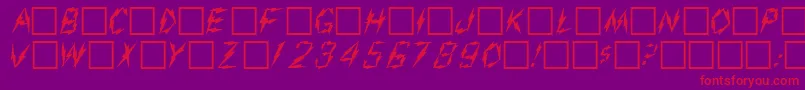 フォントAarcoverPlain.001.001 – 紫の背景に赤い文字