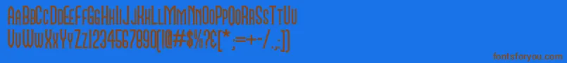 フォントNamesakenf – 茶色の文字が青い背景にあります。