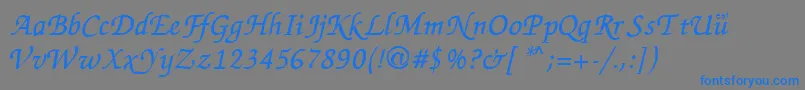 フォントZapChance – 灰色の背景に青い文字