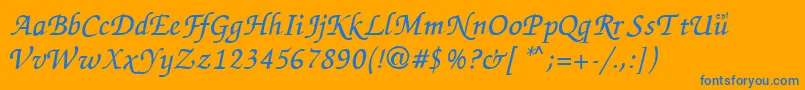 ZapChance-Schriftart – Blaue Schriften auf orangefarbenem Hintergrund