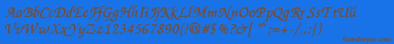 ZapChance-Schriftart – Braune Schriften auf blauem Hintergrund