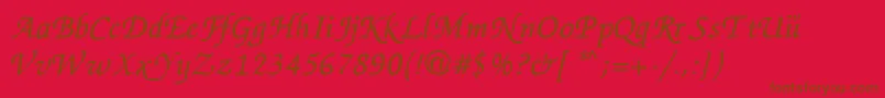 ZapChance-Schriftart – Braune Schriften auf rotem Hintergrund