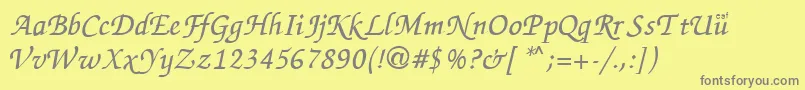ZapChance-fontti – harmaat kirjasimet keltaisella taustalla