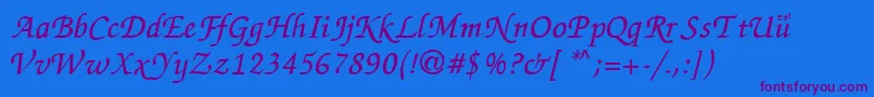 ZapChance-Schriftart – Violette Schriften auf blauem Hintergrund