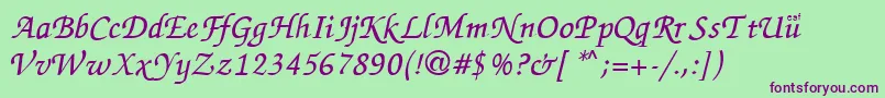 ZapChance-fontti – violetit fontit vihreällä taustalla