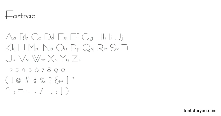 Schriftart Fastrac – Alphabet, Zahlen, spezielle Symbole