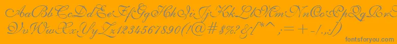 E111psto-Schriftart – Graue Schriften auf orangefarbenem Hintergrund