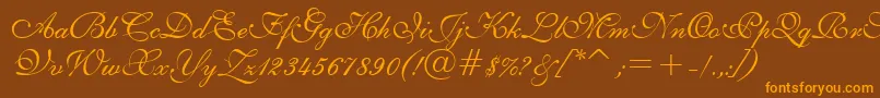 E111psto Font – Orange Fonts on Brown Background