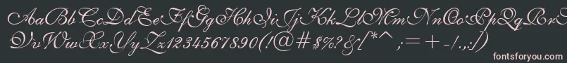 E111psto-fontti – vaaleanpunaiset fontit mustalla taustalla