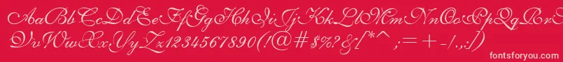 E111psto-fontti – vaaleanpunaiset fontit punaisella taustalla