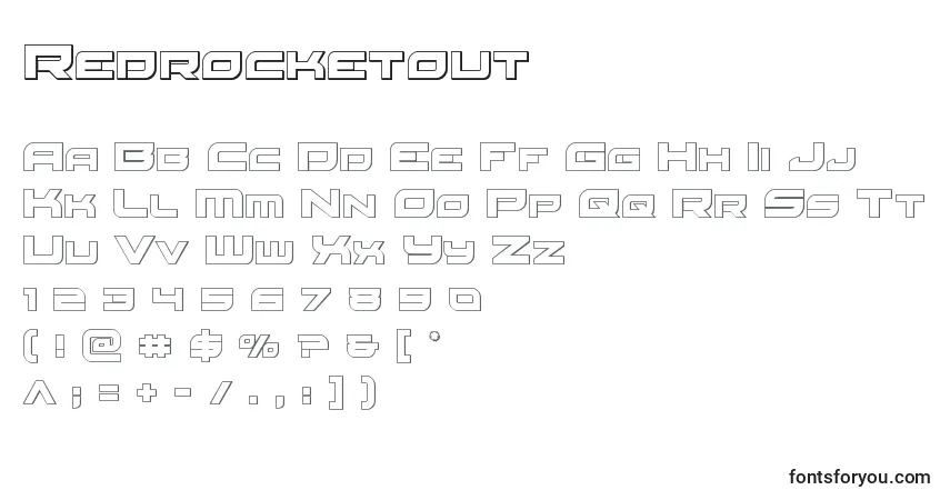 A fonte Redrocketout – alfabeto, números, caracteres especiais