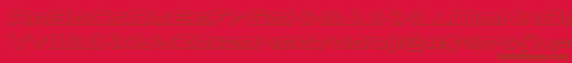 Redrocketout-Schriftart – Braune Schriften auf rotem Hintergrund