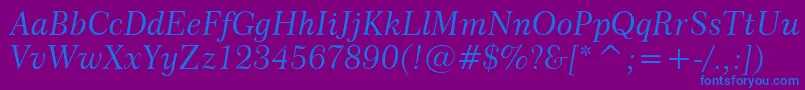 Century751ItalicBt Font – Blue Fonts on Purple Background