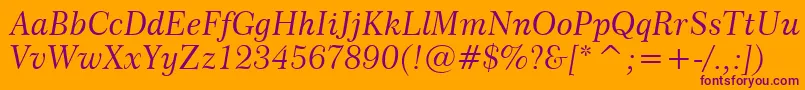 Century751ItalicBt Font – Purple Fonts on Orange Background