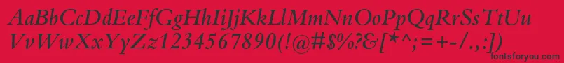 フォントBembostdSemibolditalic – 赤い背景に黒い文字