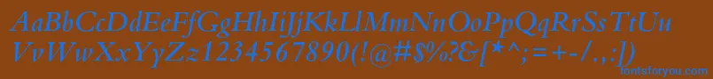 BembostdSemibolditalic Font – Blue Fonts on Brown Background