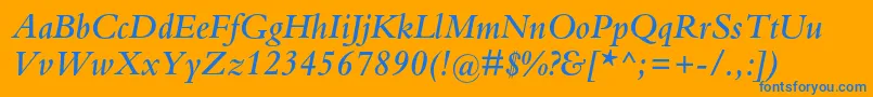 BembostdSemibolditalic Font – Blue Fonts on Orange Background