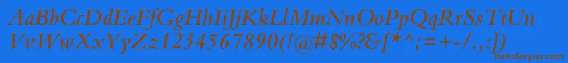 BembostdSemibolditalic Font – Brown Fonts on Blue Background
