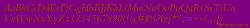 BembostdSemibolditalic Font – Brown Fonts on Purple Background