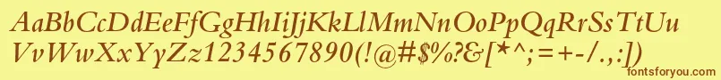 BembostdSemibolditalic Font – Brown Fonts on Yellow Background