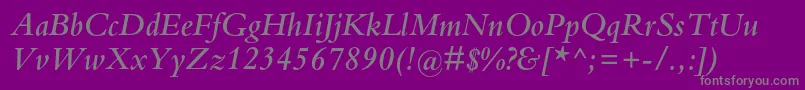 BembostdSemibolditalic Font – Gray Fonts on Purple Background