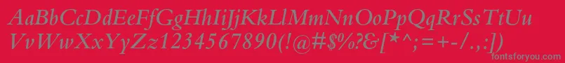 BembostdSemibolditalic-Schriftart – Graue Schriften auf rotem Hintergrund
