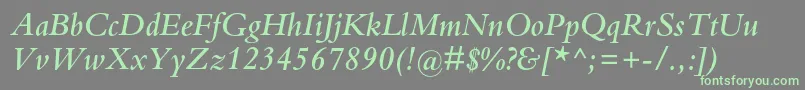 BembostdSemibolditalic Font – Green Fonts on Gray Background