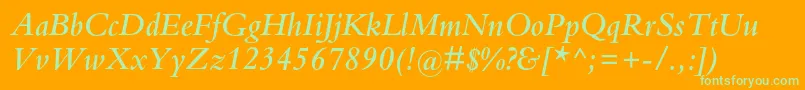 BembostdSemibolditalic Font – Green Fonts on Orange Background