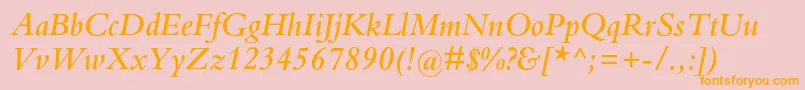 BembostdSemibolditalic Font – Orange Fonts on Pink Background