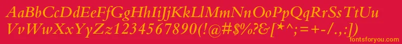 BembostdSemibolditalic Font – Orange Fonts on Red Background