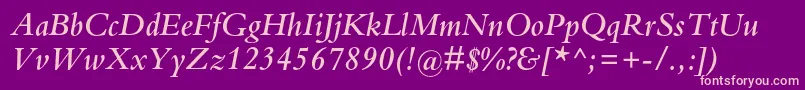 BembostdSemibolditalic Font – Pink Fonts on Purple Background