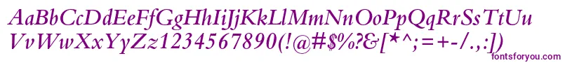 BembostdSemibolditalic Font – Purple Fonts on White Background