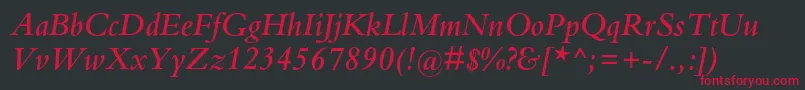 フォントBembostdSemibolditalic – 黒い背景に赤い文字