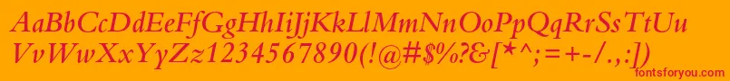 BembostdSemibolditalic Font – Red Fonts on Orange Background