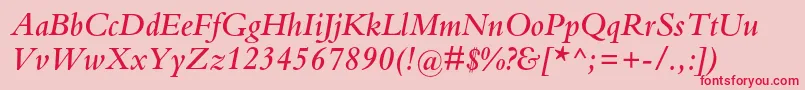 BembostdSemibolditalic Font – Red Fonts on Pink Background