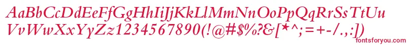 BembostdSemibolditalic Font – Red Fonts on White Background