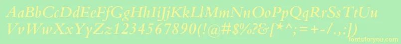 BembostdSemibolditalic Font – Yellow Fonts on Green Background