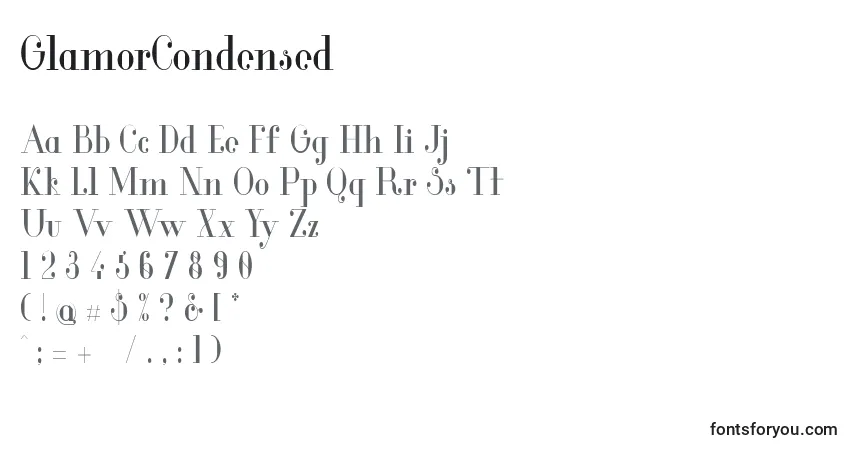 Шрифт GlamorCondensed (60200) – алфавит, цифры, специальные символы