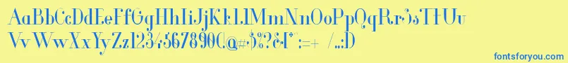 GlamorCondensed-fontti – siniset fontit keltaisella taustalla