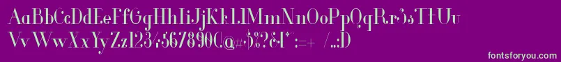 GlamorCondensed-fontti – vihreät fontit violetilla taustalla