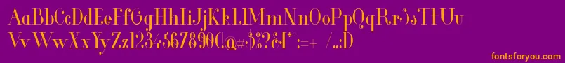 GlamorCondensed-fontti – oranssit fontit violetilla taustalla
