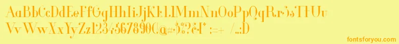 GlamorCondensed-Schriftart – Orangefarbene Schriften auf gelbem Hintergrund