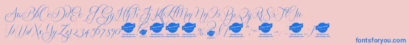 QuickierDemo-Schriftart – Blaue Schriften auf rosa Hintergrund