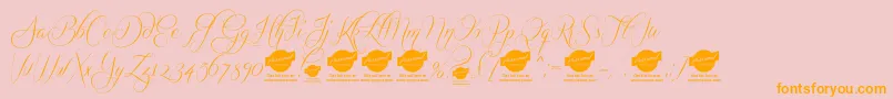 QuickierDemo-Schriftart – Orangefarbene Schriften auf rosa Hintergrund