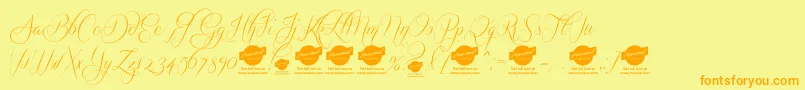 QuickierDemo-Schriftart – Orangefarbene Schriften auf gelbem Hintergrund