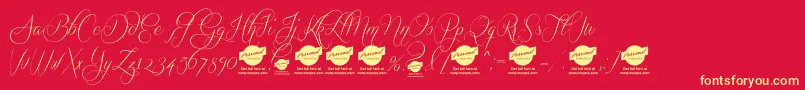 QuickierDemo Font – Yellow Fonts on Red Background