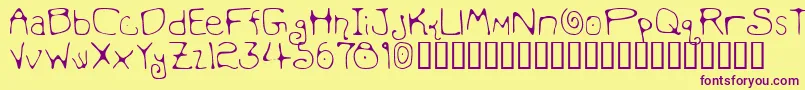 Mondmf Font – Purple Fonts on Yellow Background